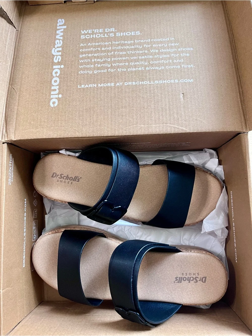 Dr. Scholl's Once More Black Platform Slide Sandals Women's Size 8.5 - NIB